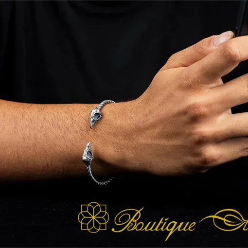 Crow Oxidized Silver Cuff Bracelet