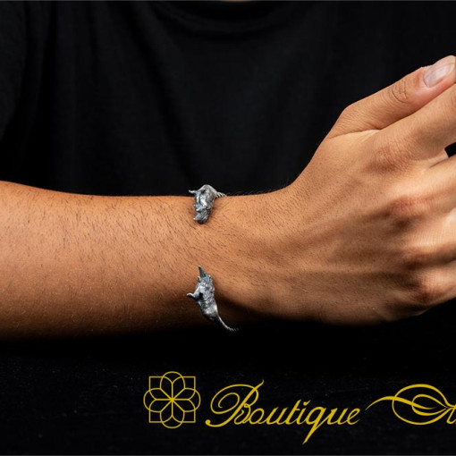 Rhino Oxidized Silver Cuff Bracelet