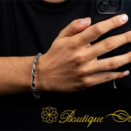 Knit Oxidized Silver Cuff Bracelet
