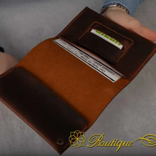 Genuine Leather Brown Snap On Tobacco Pouch