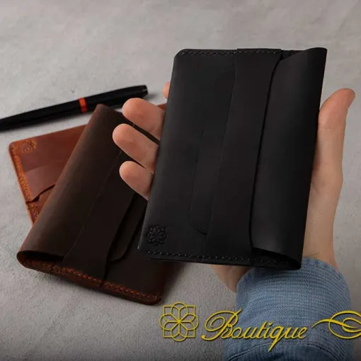 Genuine Leather Black Tuck Passport Wallet