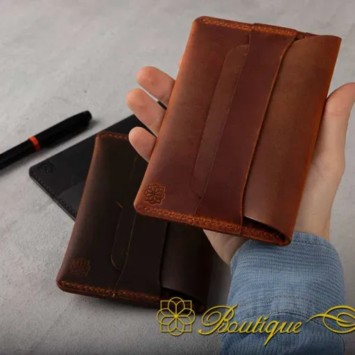 Genuine Leather Camel Tuck Passport Wallet