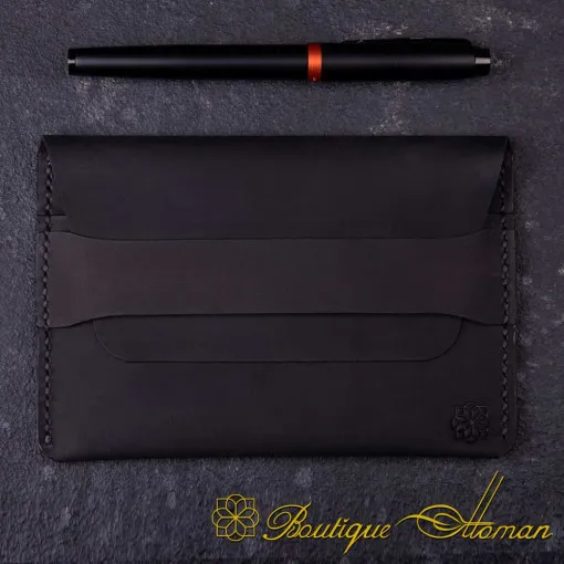 Genuine Leather Black Tuck Passport Wallet