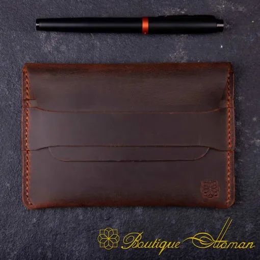 Genuine Leather Brown Tuck Passport Wallet