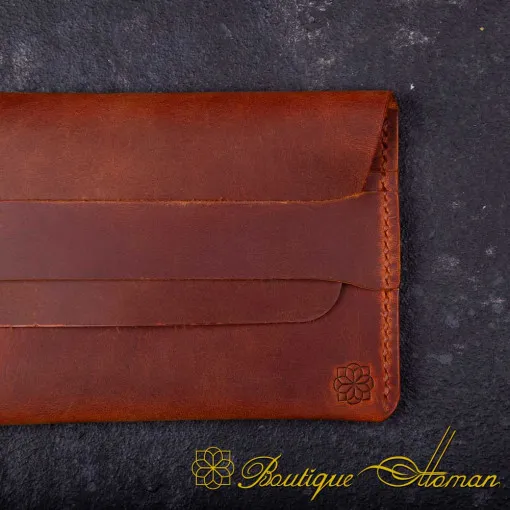 Genuine Leather Camel Tuck Passport Wallet