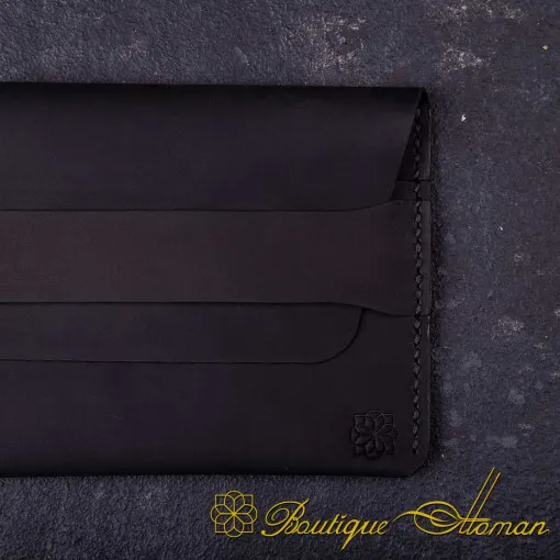 Genuine Leather Black Tuck Passport Wallet