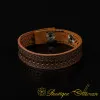 Brown Genuine Leather Black Stitched Unisex Bracelet