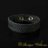 Black Genuine Leather Black Stitched Unisex Bracelet