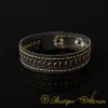 Black Genuine Leather Camel Stitched Unisex Bracelet