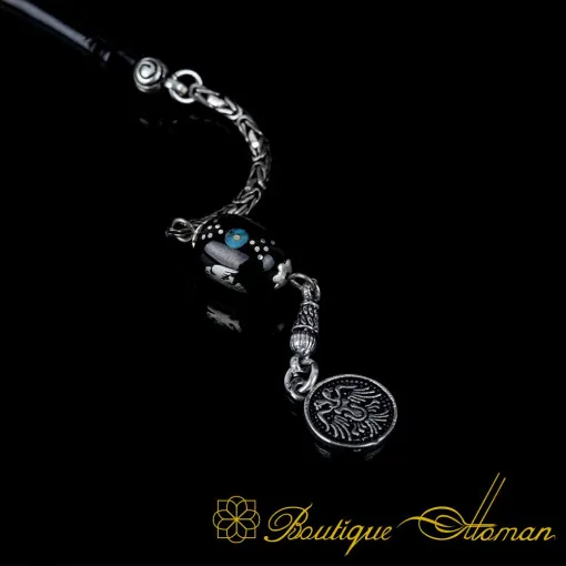 Oltu Stone Tasbih With Double Headed Eagle Symbol