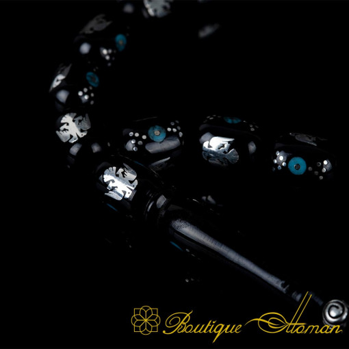 Oltu Stone Tasbih With Double Headed Eagle Symbol