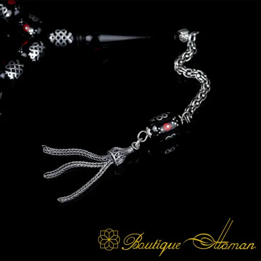 Oltu Stone Tasbih With Caduceus Symbol