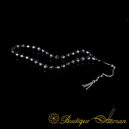 Oltu Stone Tasbih With Snowflake Symbol