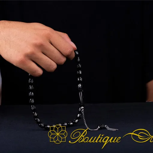 Oltu Stone Tasbih With Snowflake Symbol