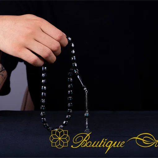 Oltu Stone Tasbih With Double Headed Eagle Symbol
