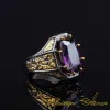 Masterpiece Collection Amethyst Gold Plated Oxidized Silver Ring