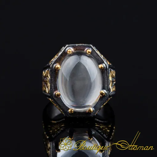 Masterpiece Collection Dur Al Najaf Gold Plated Oxidized Silver Ring