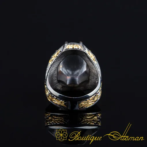Masterpiece Collection Dur Al Najaf Gold Plated Oxidized Silver Ring