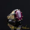 Masterpiece Collection Ruby Gold Plated Oxidized Silver Ring