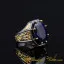 Masterpiece Collection Sapphire Gold Plated Oxidized Silver Ring