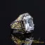 Masterpiece Collection White Zircon Gold Plated Oxidized Silver Ring