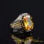 Masterpiece Collection Citrine Gold Plated Oxidized Silver Ring