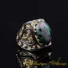 Masterpiece Collection Ruby Zoisite Rectangle Gold Plated Oxidized Ring