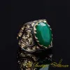 Emerald Rectangle Gold Plated Oxidized Ring