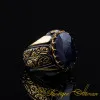 Masterpiece Collection Sapphire Oval Gilded Oxidized Silver Ring