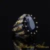 Masterpiece Collection Sapphire Oval Gold Plated Oxidized Ring