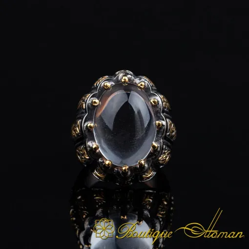 Dur Al Najaf Oval Gold Plated Oxidized Ring