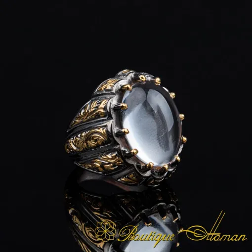 Dur Al Najaf Oval Gold Plated Oxidized Ring