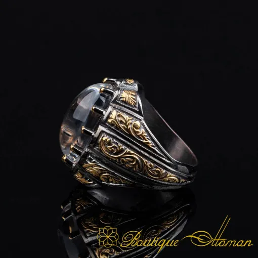 Dur Al Najaf Oval Gold Plated Oxidized Ring