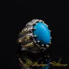 Masterpiece Collection Turquoise Feroza Oval Gold Plated Oxidized Ring