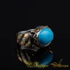 Turquoise Feroza Elegant Gilded Oxidized Ring