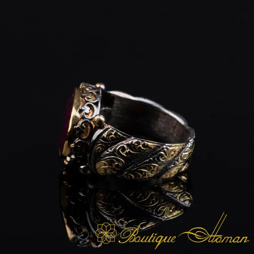 Ruby Elegant Gilded Oxidized Ring