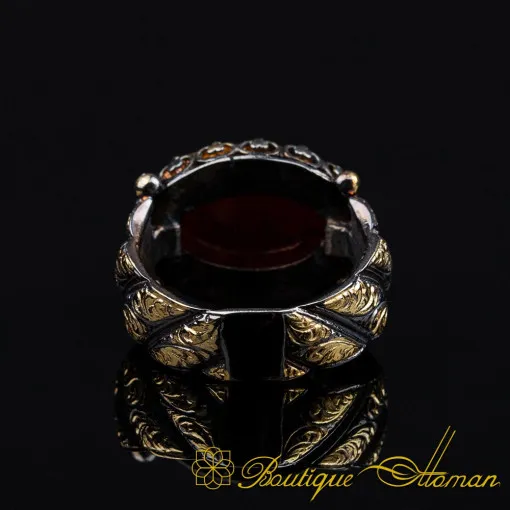 Ruby Elegant Gilded Oxidized Ring
