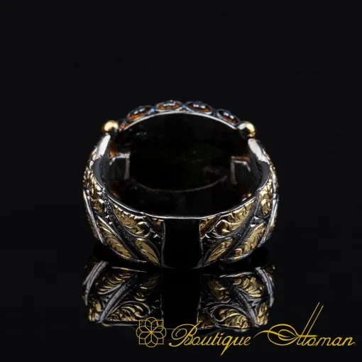 Ruby Zoisite Elegant Gilded Oxidized Ring