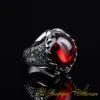 Cabochon Red Quartz Oval Hand Engraved Ring