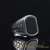 Rounded Rectangle Onyx Silver Ring