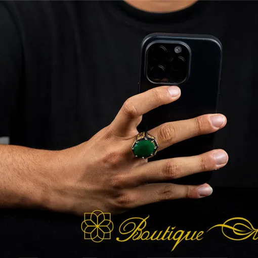 Masterpiece Collection Emerald Gold Plated Oxidized Silver Ring