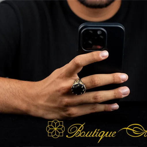 Masterpiece Collection Sapphire Gold Plated Oxidized Silver Ring