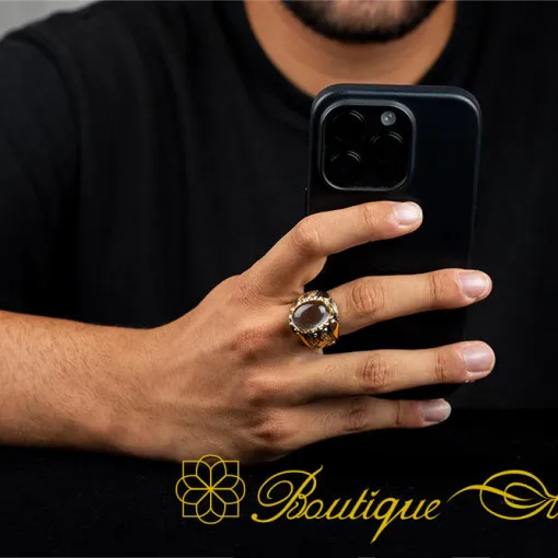 Dur Al Najaf Oval Gilded Oxidized Silver Ring