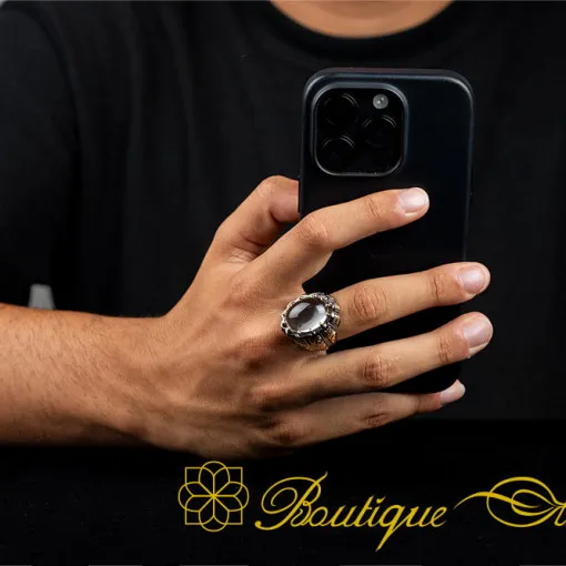 Dur Al Najaf Oval Gold Plated Oxidized Ring