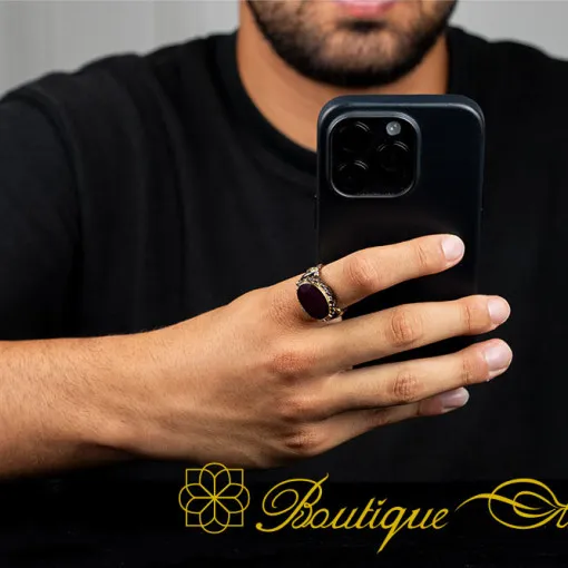 Ruby Elegant Gilded Oxidized Ring