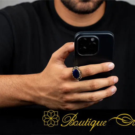Sapphire Elegant Gilded Oxidized Ring