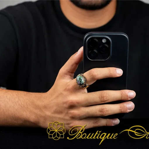 Ruby Zoisite Elegant Gilded Oxidized Ring
