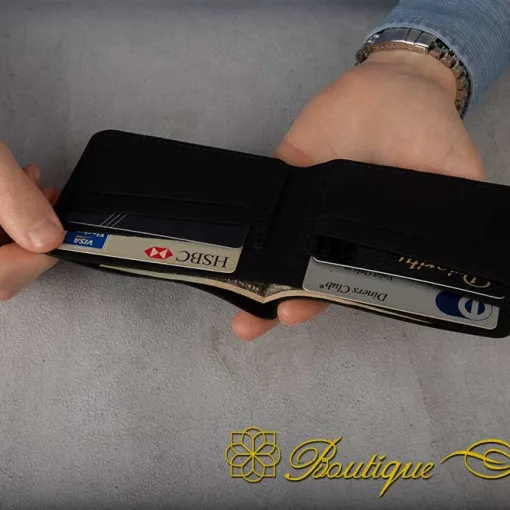 Genuine Leather Black Bifold Wallet