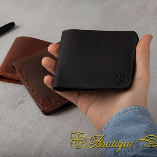 Genuine Leather Black Bifold Wallet