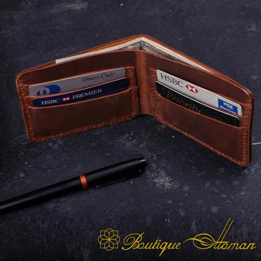 Genuine Leather Brown Bifold Wallet